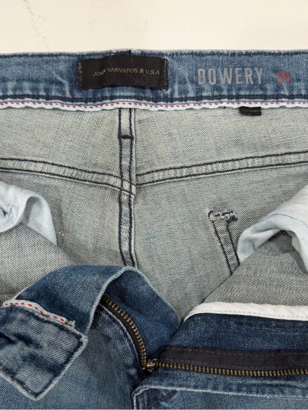 John Varvatos Men’s Bowery Slim Straight Fit Blue Jeans 34x32